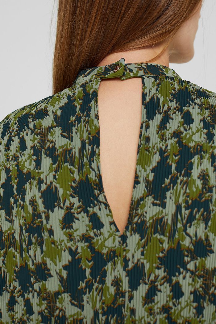 Recycled: pleated dress with a print, DUSTY GREEN, detail image number 3
