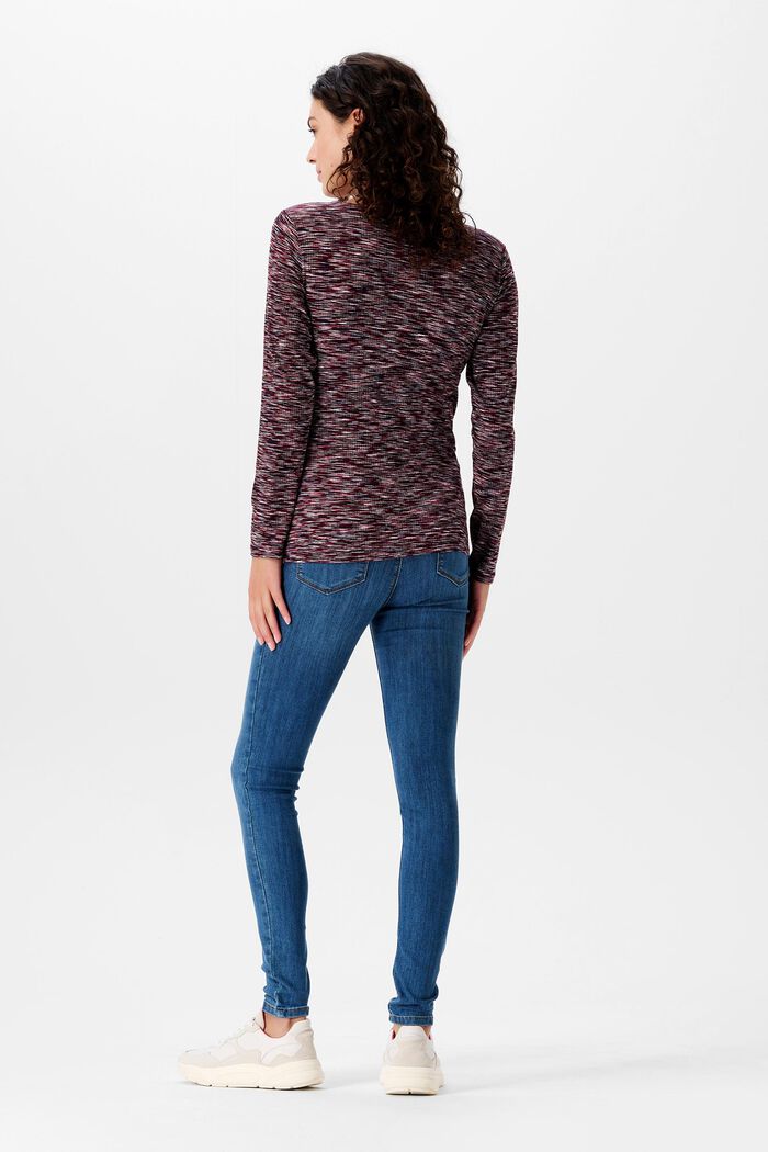 Cross-Over Long Sleeve Top, PLUM RED, detail image number 2