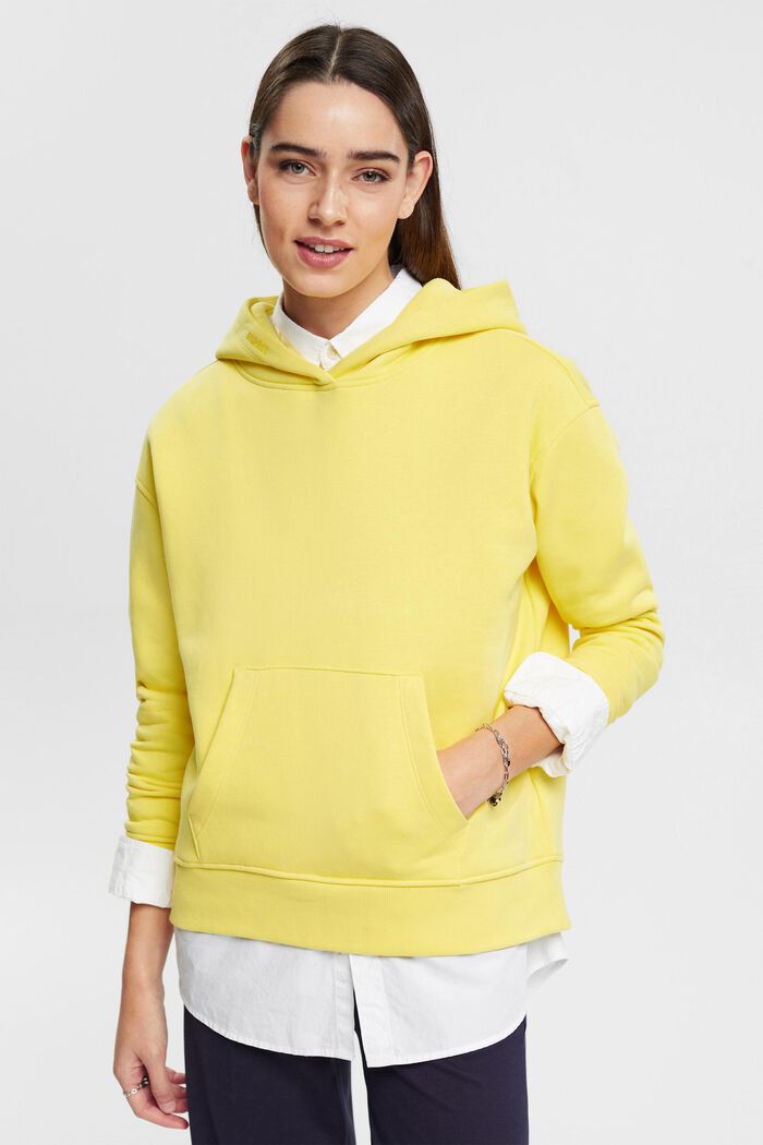 Embroidered Logo Hoodie, LIGHT YELLOW, detail image number 0