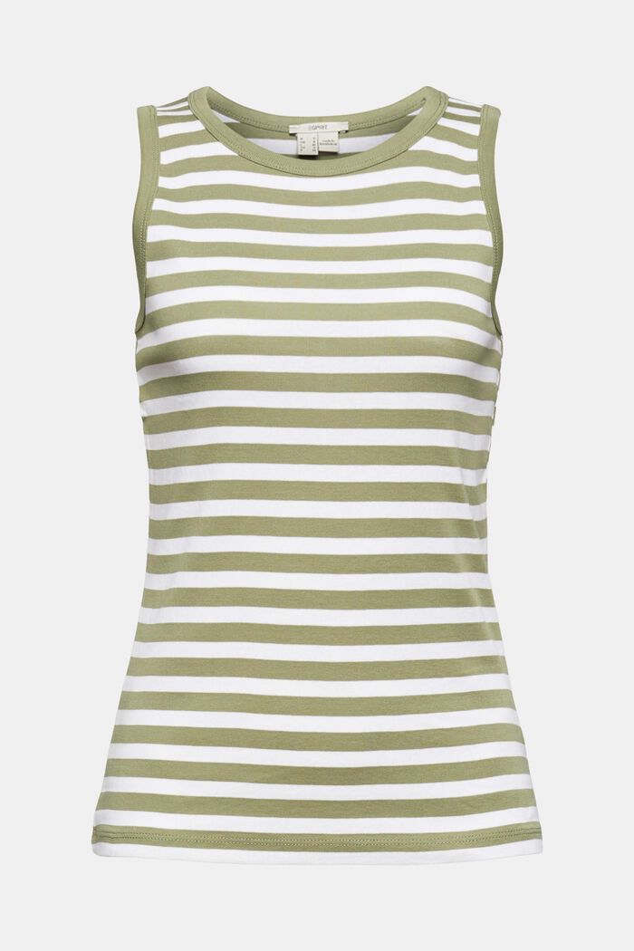 Sleeveless top with striped pattern, LIGHT KHAKI, overview