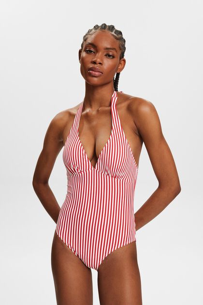 Striped Halterneck Swimsuit
