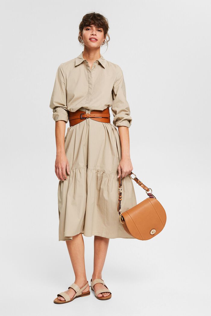 Maxi-length blouse dress, LIGHT TAUPE, detail image number 0