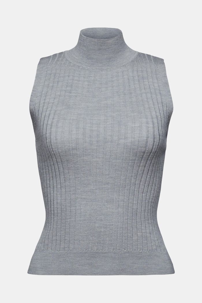 Super Fine Merino Wool Sleeveless Sweater, MEDIUM GREY, detail image number 6