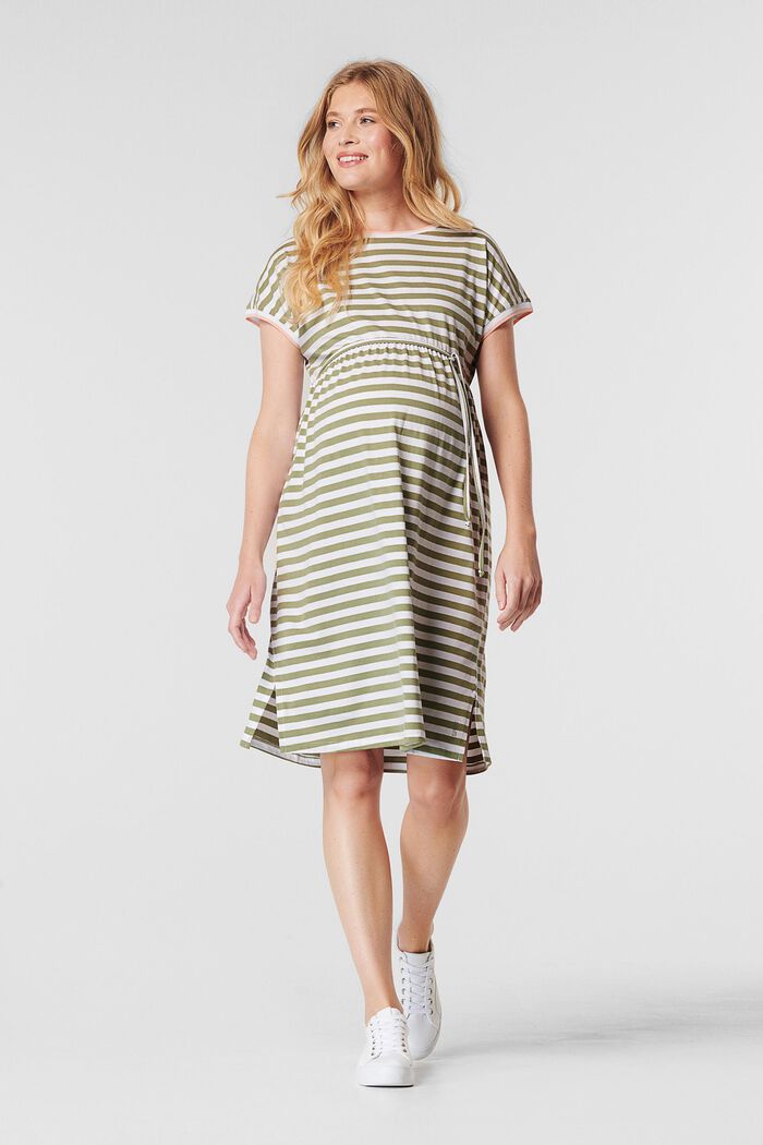 Striped jersey dress, made of organic cotton, REAL OLIVE, detail image number 0
