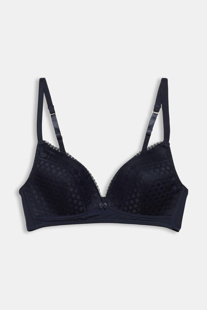Soft bra in geometric lace, NAVY, detail image number 0
