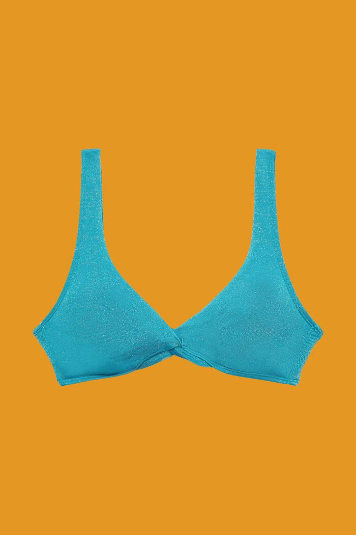 Sparkly bikini top with twist detail, TEAL BLUE, detail image number 3