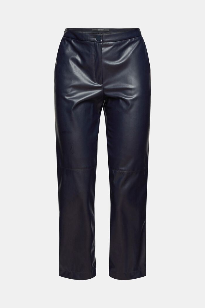 Cropped trousers in faux leather, NAVY, detail image number 7