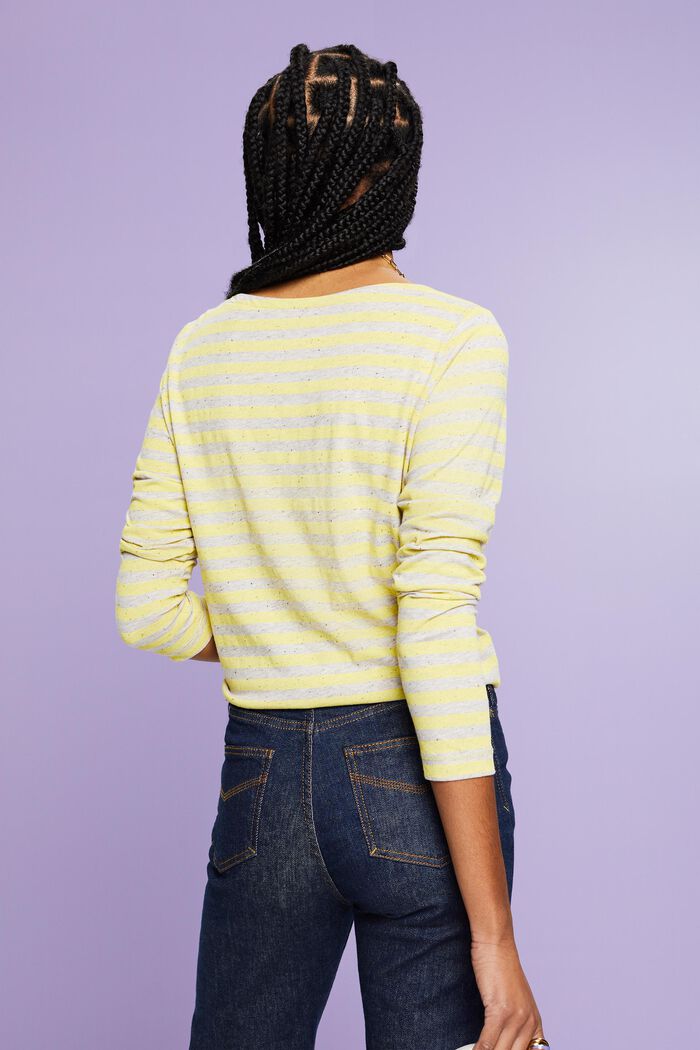 Striped Jersey Long Sleeve Top, PASTEL YELLOW, detail image number 2