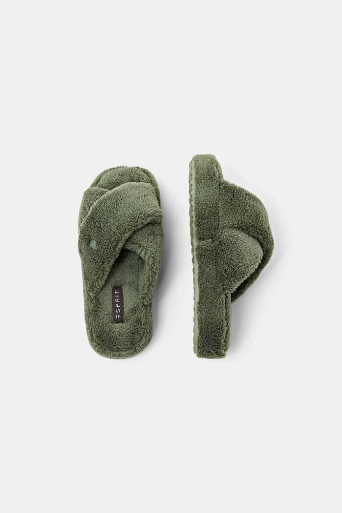 Open-toe home slippers, GREEN, detail image number 5