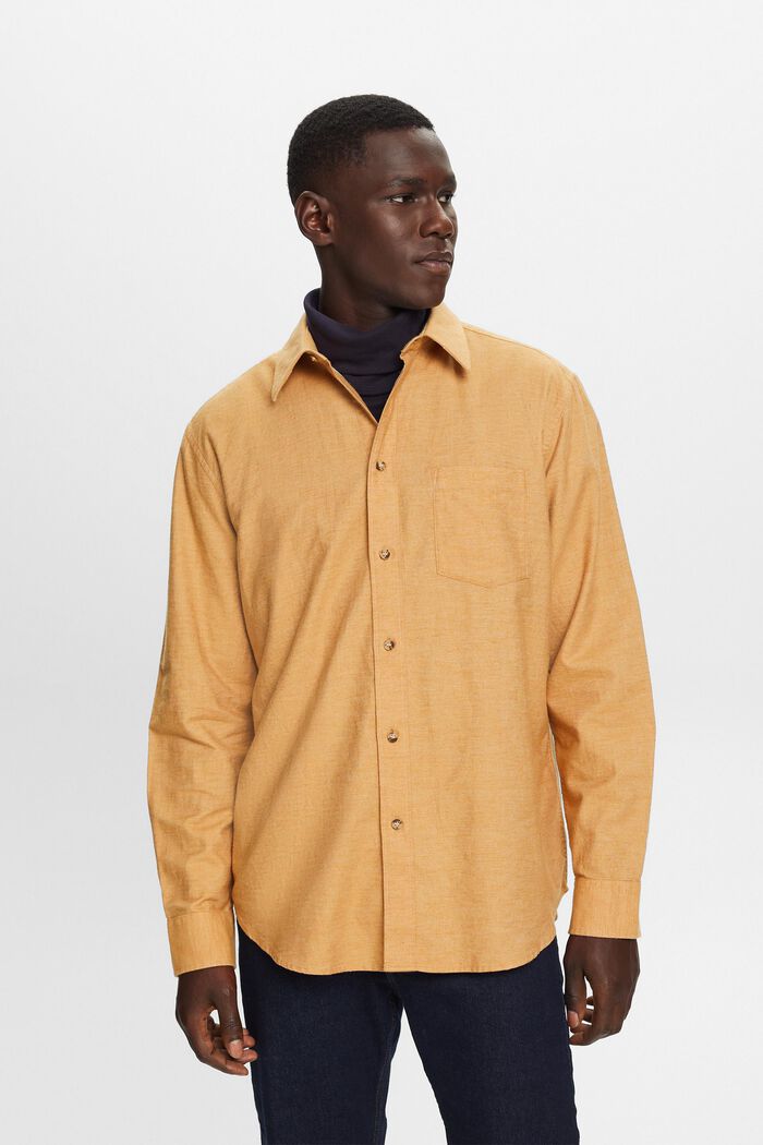 Mottled shirt, 100% cotton, CAMEL, detail image number 5