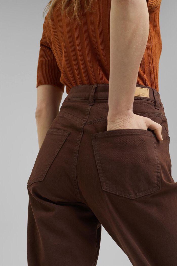 Relaxed 7/8-length trousers in a garment-washed look, organic cotton, RUST BROWN, detail image number 5