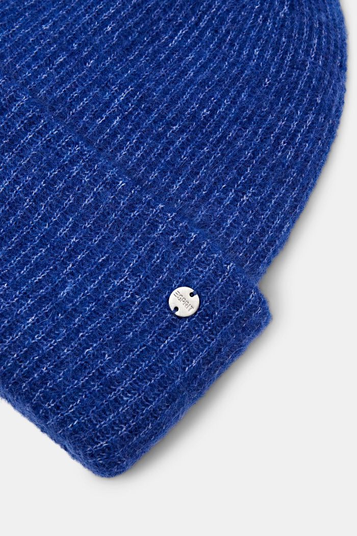 Mohair-Wool Blend Ribbed Beanie, BRIGHT BLUE, detail image number 1