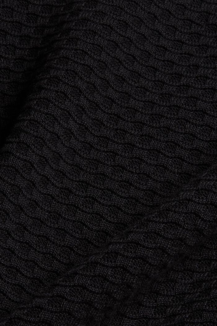 Waffle texture jumper, 100% cotton, BLACK, detail image number 4