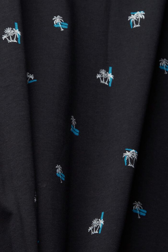 Jersey T-shirt with a palm motifs, BLACK, detail image number 4