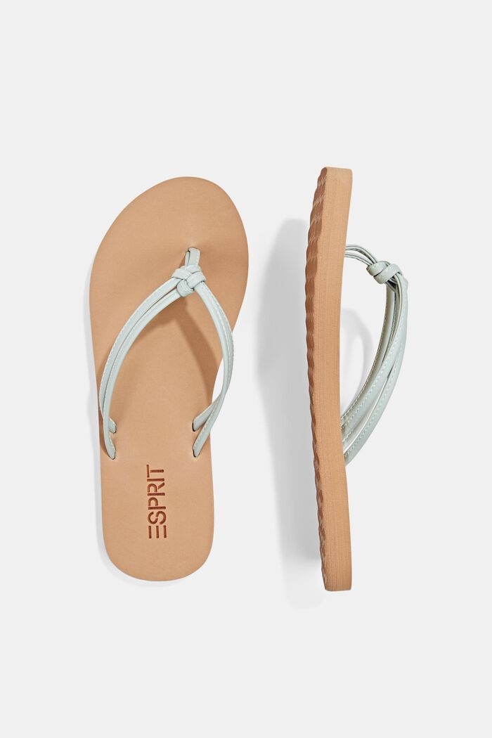 Thong sandals with faux leather straps, PASTEL GREEN, detail image number 1