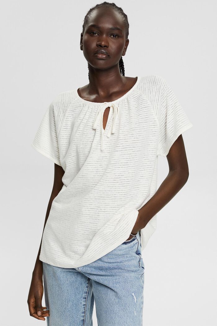 With linen: striped T-shirt, OFF WHITE, detail image number 0