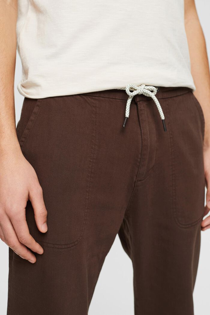 With linen: tracksuit bottoms with a drawstring waistband, BROWN, detail image number 2