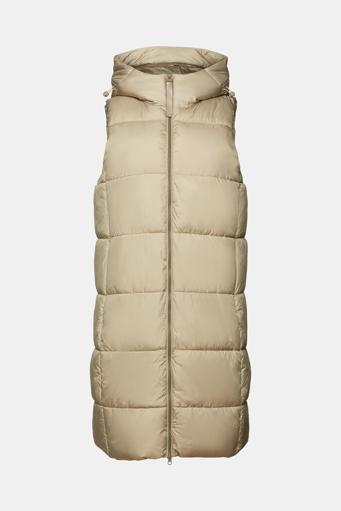 Recycled: longline quilted waistcoat, KHAKI BEIGE, detail image number 5