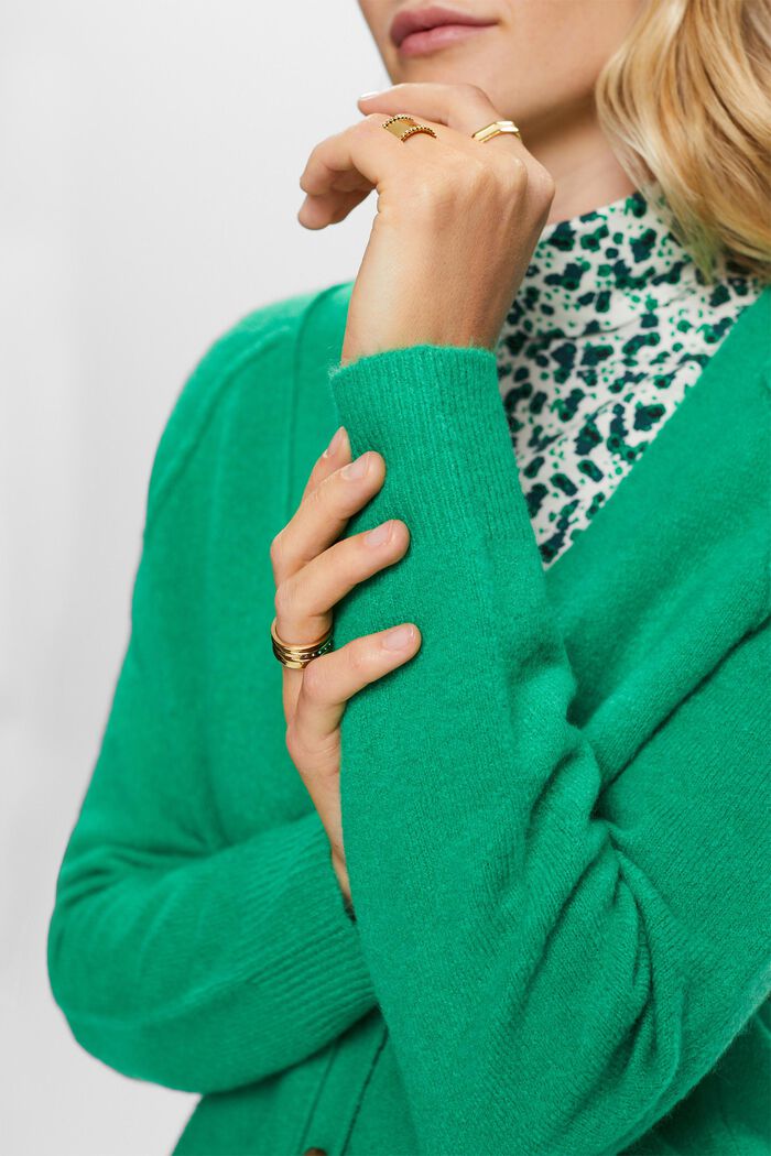Button Front Cardigan, GREEN, detail image number 2