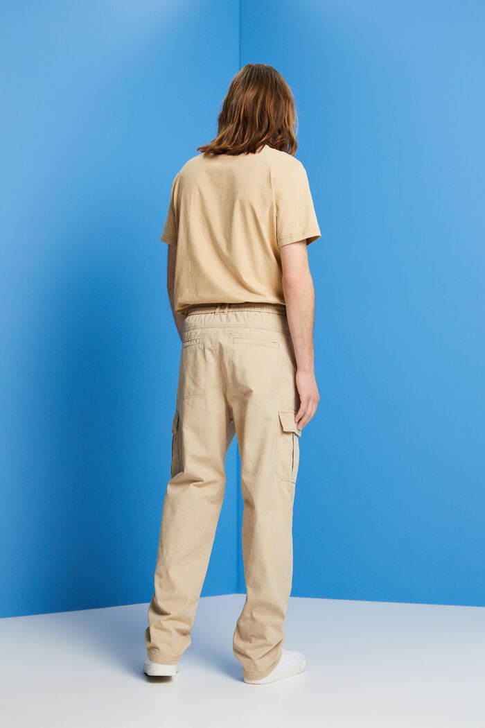 Cotton jogger-style tapered cargo trousers, SAND, detail image number 3