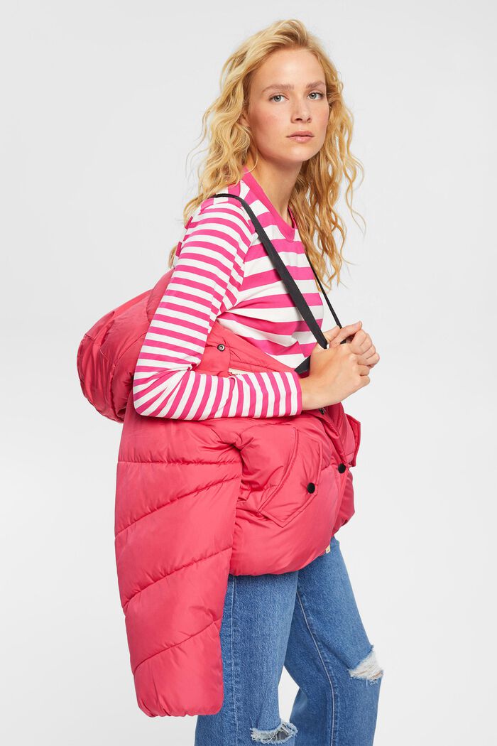 Colour block quilted jacket, PINK FUCHSIA, detail image number 2