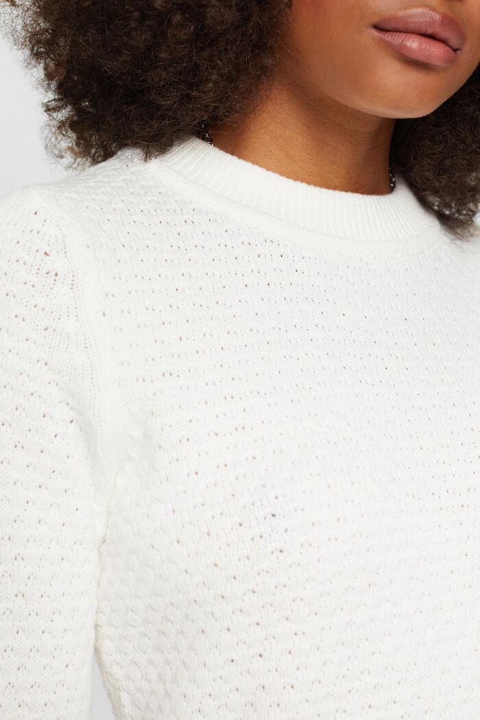 Textured knit jumper, cotton blend, OFF WHITE, detail image number 2