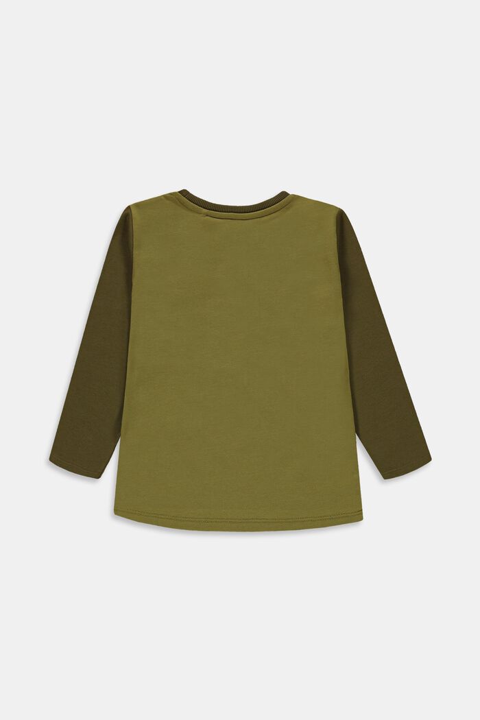 Oversized long sleeve top with a print, LEAF GREEN, detail image number 1