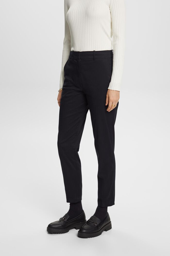 High-Rise Slim Fit Pants, BLACK, detail image number 0