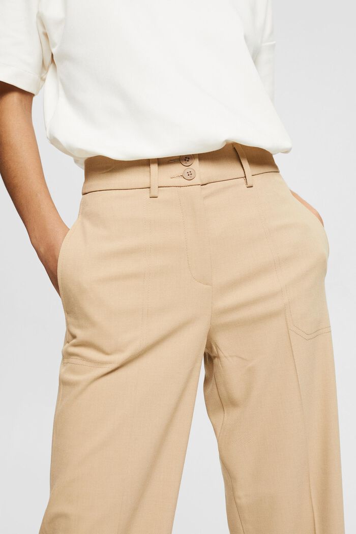 Cropped fabric trousers, CAMEL, detail image number 2