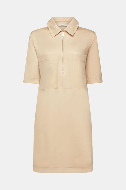 Jersey polo dress with zip