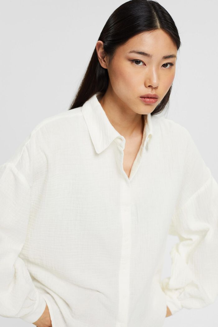 Oversized crinkle blouse, OFF WHITE, detail image number 5