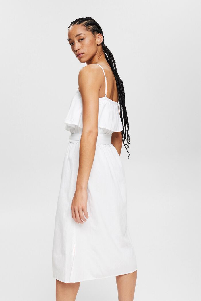 Linen blend: dress with adjustable straps, WHITE, detail image number 3