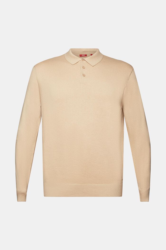 Knit jumper with a polo collar, TENCEL™, SAND, detail image number 6