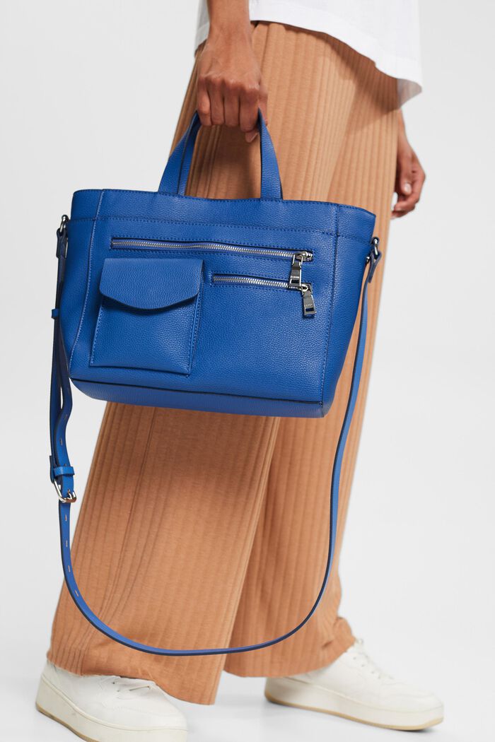 Faux leather shoulder bag, BLUE, detail image number 3