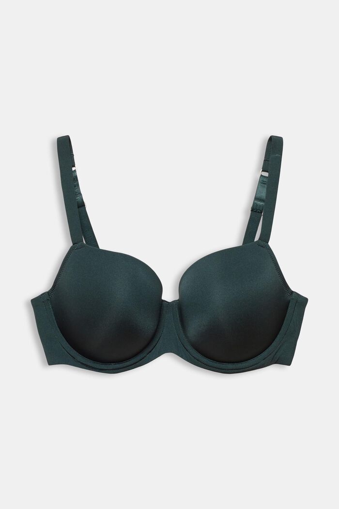 Padded underwire bra for larger cup sizes made of recycled material, DARK TEAL GREEN, detail image number 0