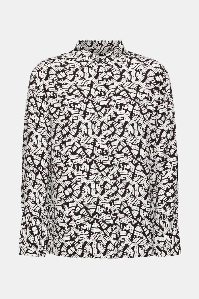 Patterned crepe blouse, BLACK, detail image number 5