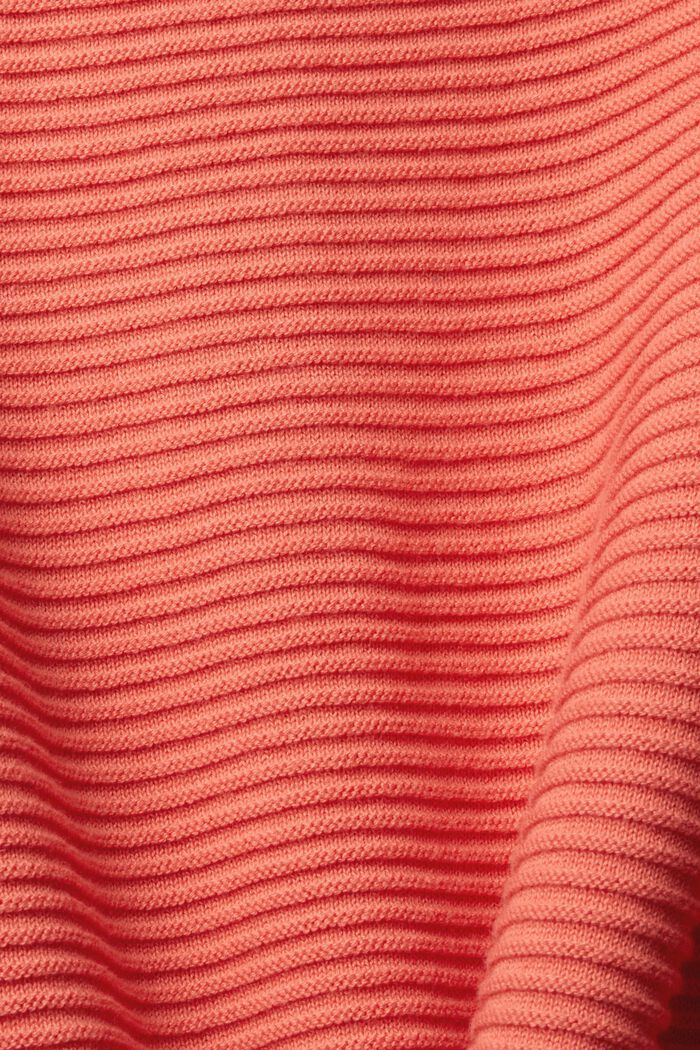Funnel neck jumper, 100% cotton, CORAL, detail image number 5