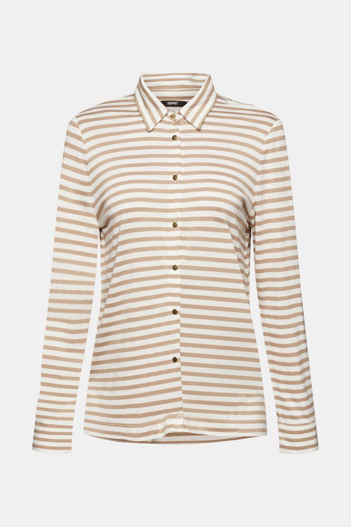 Striped long-sleeved top with buttons, OFF WHITE, detail image number 7