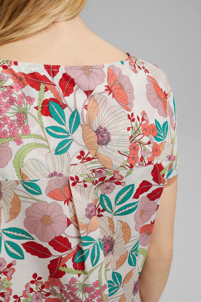 Short sleeve blouse with floral print, OFF WHITE, detail image number 2