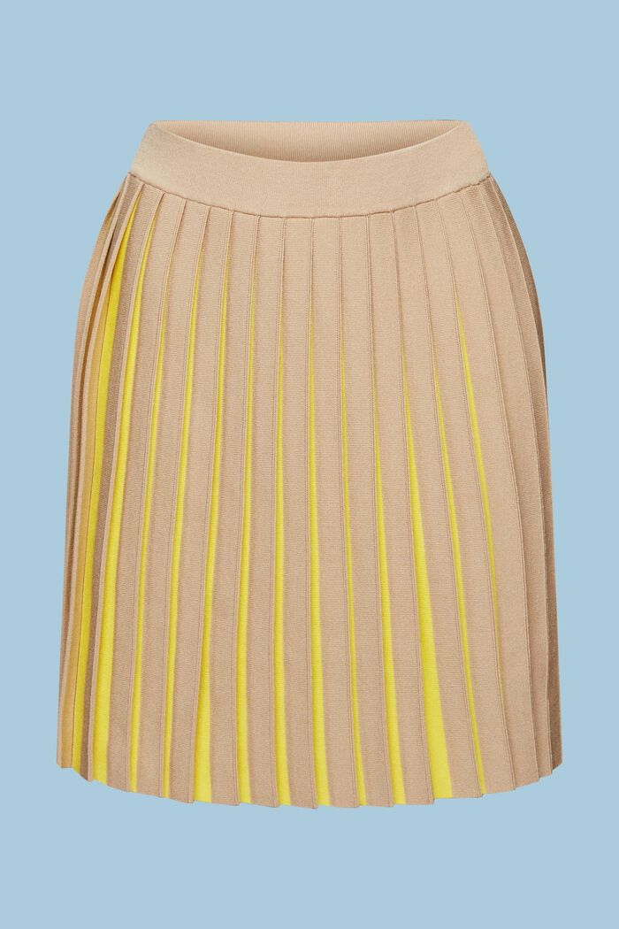 Pleated Knit Mini Skirt, SAND, detail image number 7