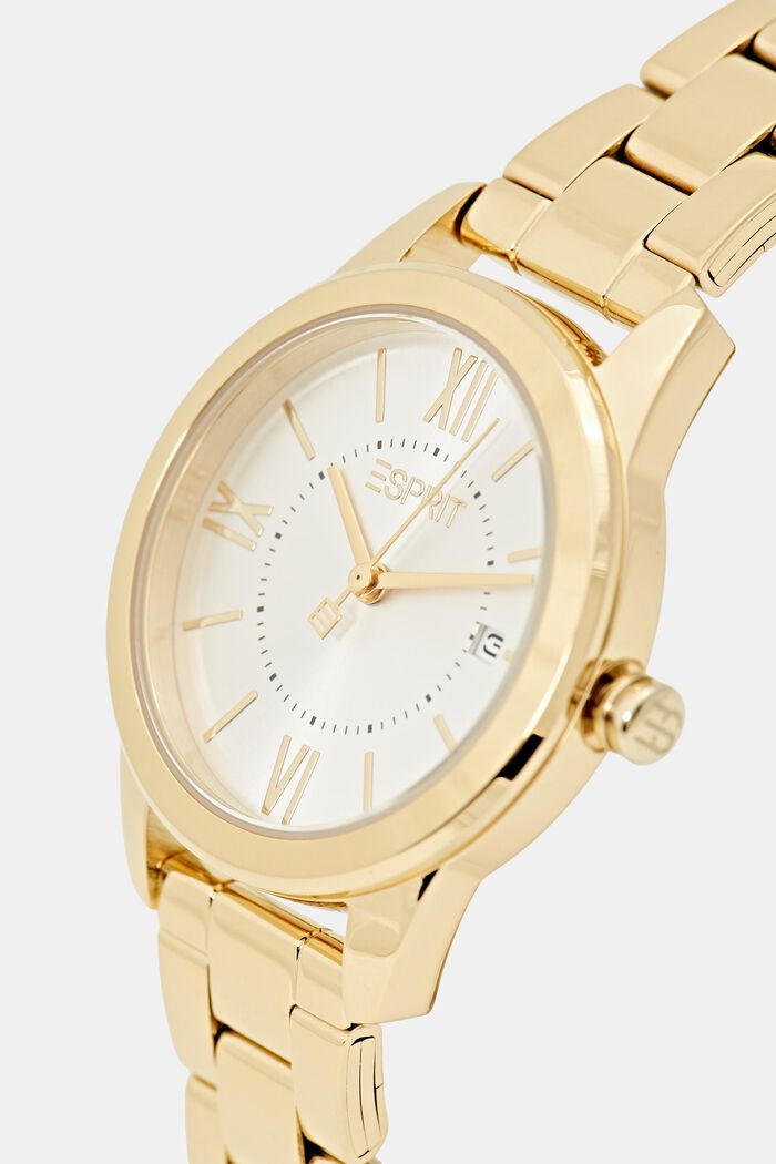 Stainless steel watch with a date display, GOLD, detail image number 1