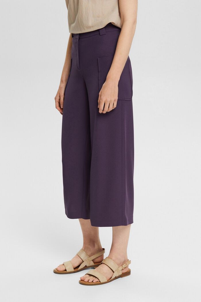 Cropped wide-leg trousers, DARK PURPLE, detail image number 1