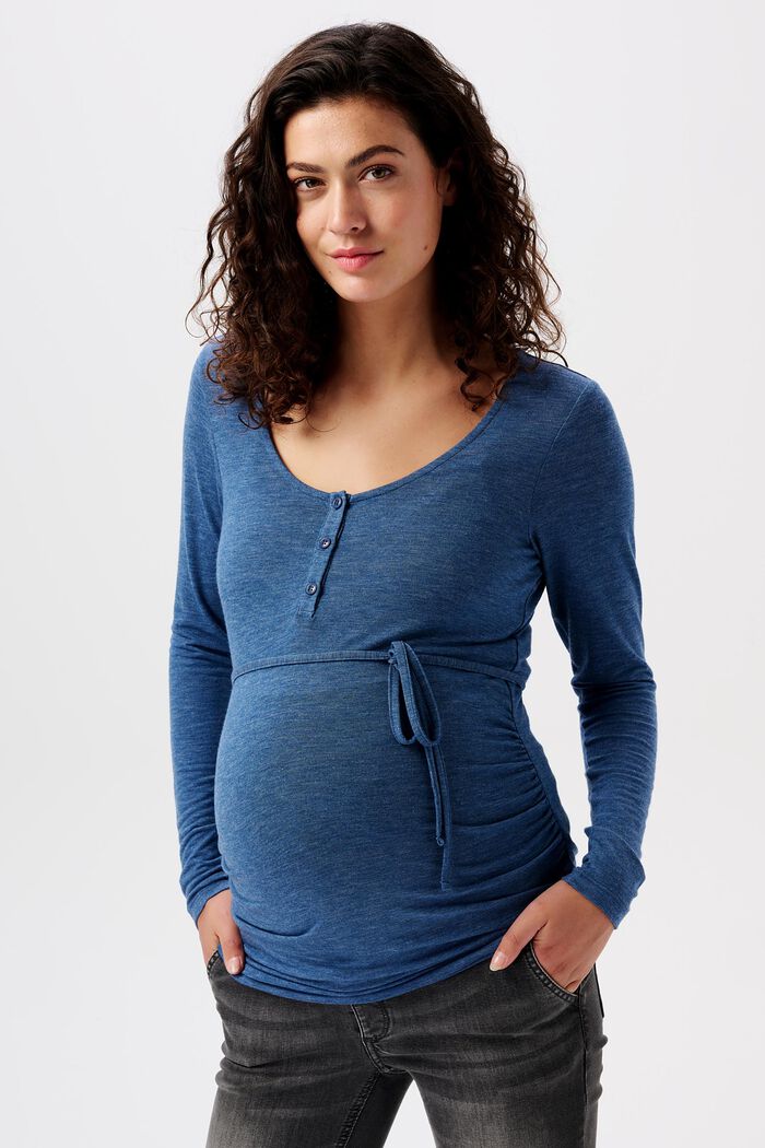 MATERNITY Henley Long Sleeve Top, ROYAL BLUE, detail image number 0