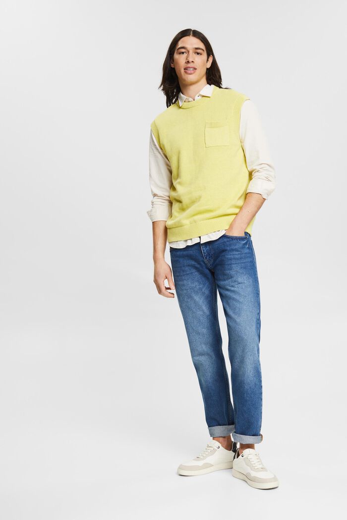 Sleeveless jumper with a breast pocket, YELLOW, detail image number 6