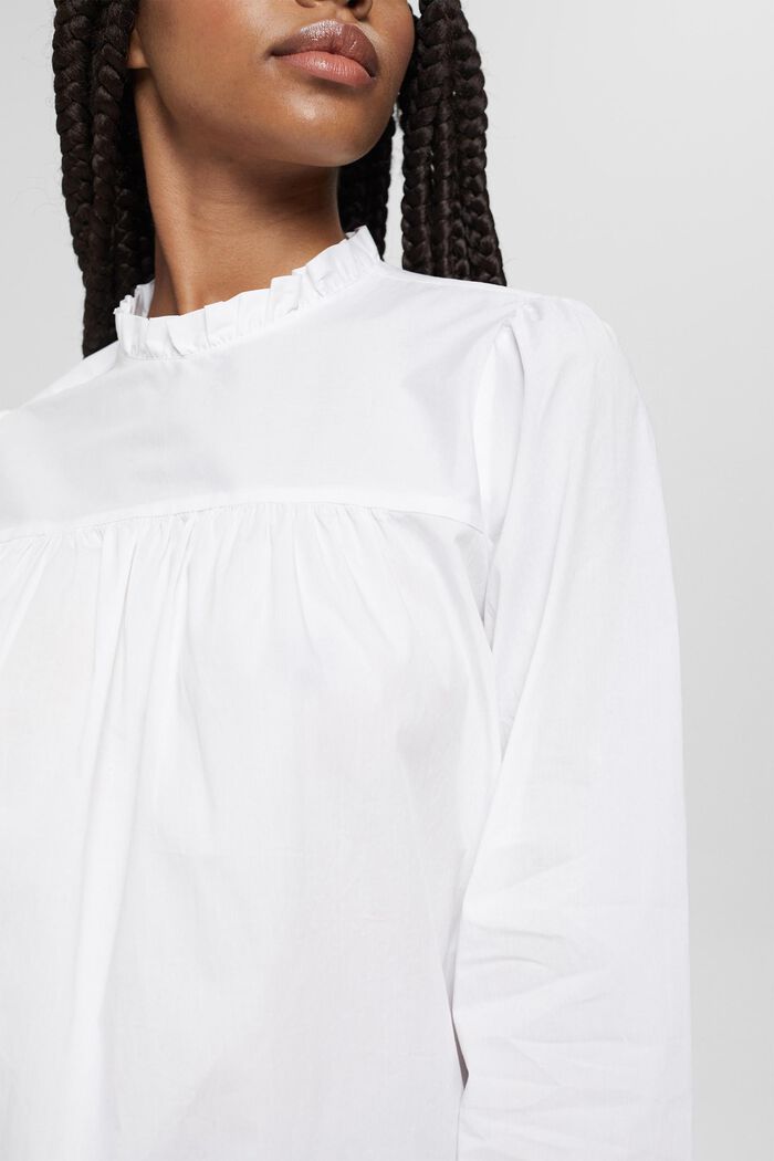 Cotton blouse with frills, WHITE, detail image number 2