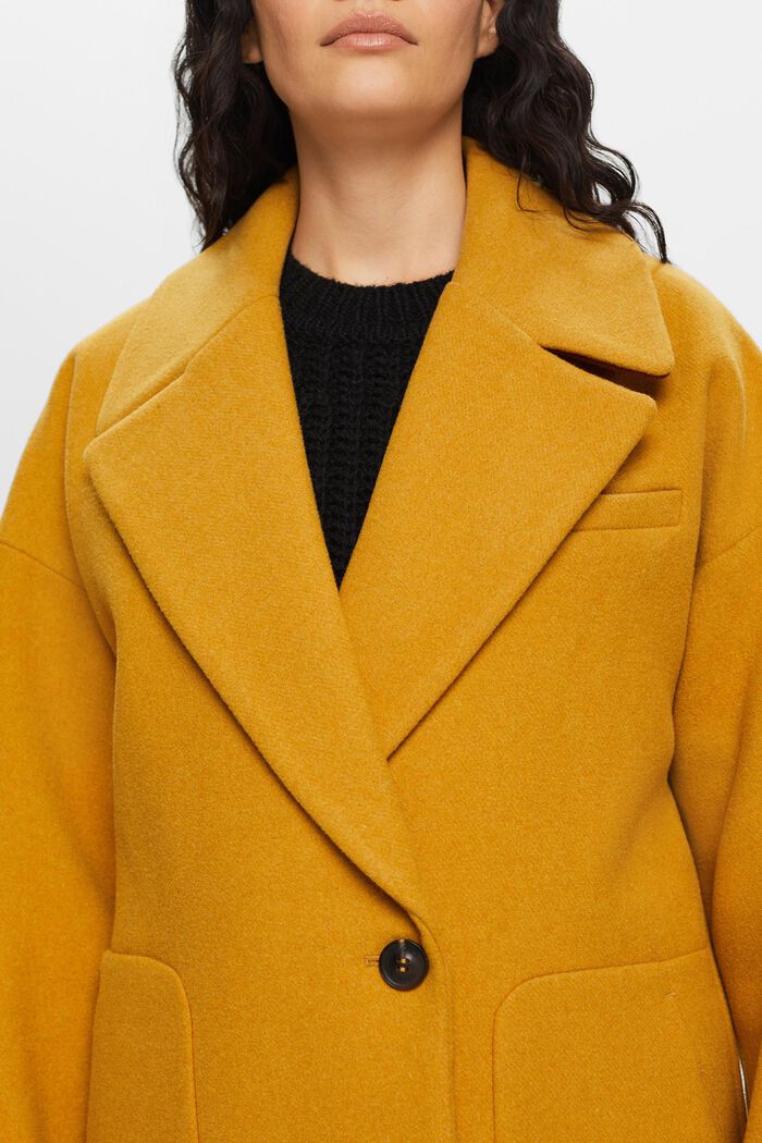 Recycelt: blended wool coat, AMBER YELLOW, detail image number 2
