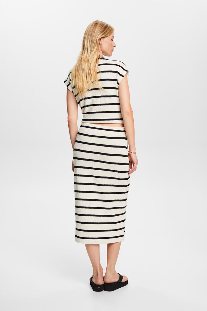 Striped Cotton Modal Midi Skirt, BLACK, detail image number 5