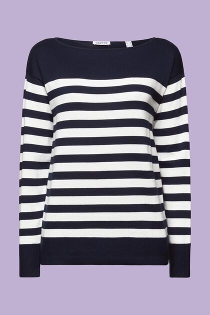 Striped Boatneck Cotton Sweatshirt