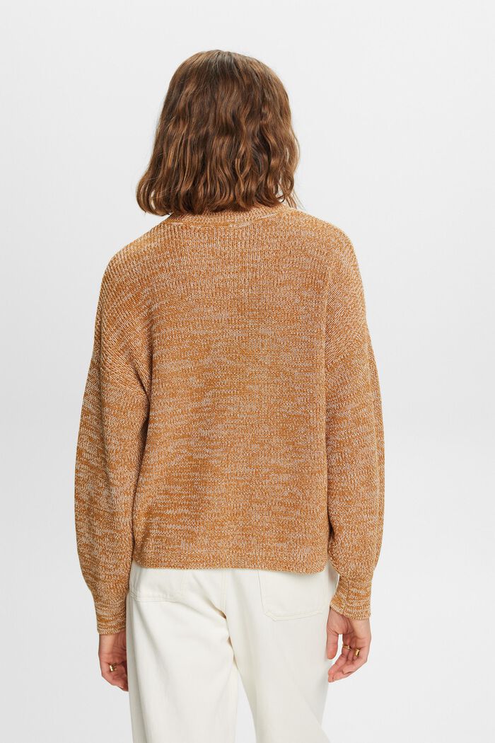 Ribbed Knit Mock Neck Sweater, CAMEL, detail image number 4