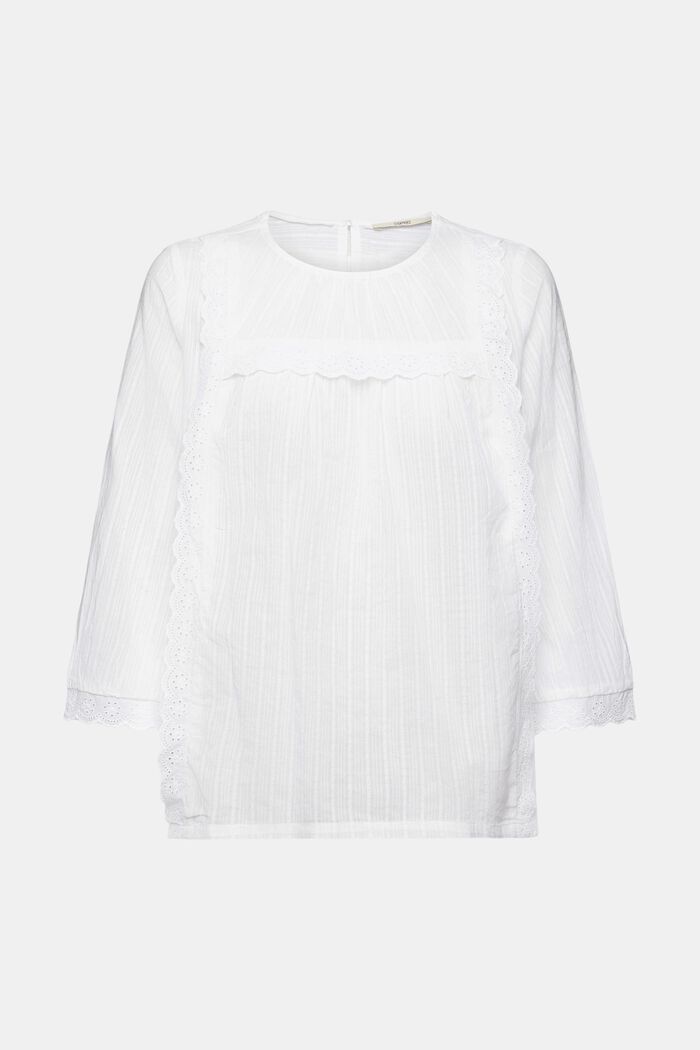 Scallop-edge lace blouse, WHITE, detail image number 6